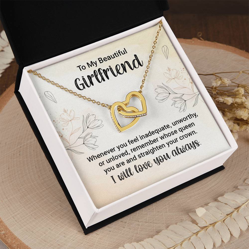 To My Girlfriend - Straighten Your Crown - Interlocking Hearts necklace